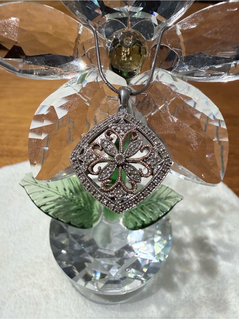 Rare Vintage Sterling Silver Filigree Pendant Necklace with 14k accent.